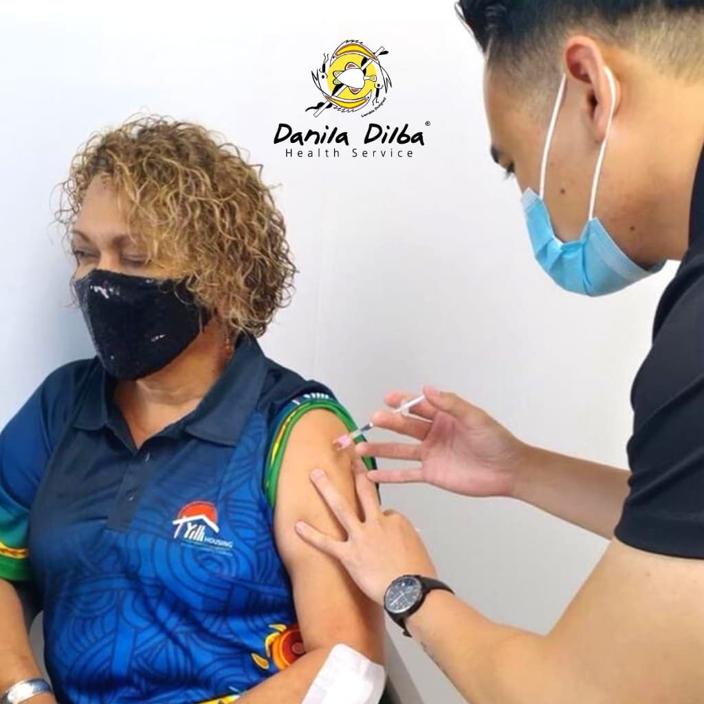Leeanne Caton (CEO of Yilli Housing) -- received her vaccination from DDHS