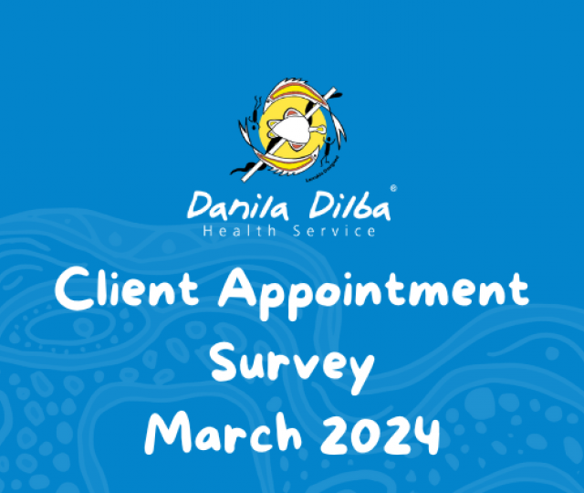 This is a blue image with the Danila Dilba logo and words saying Client Appointment Survey